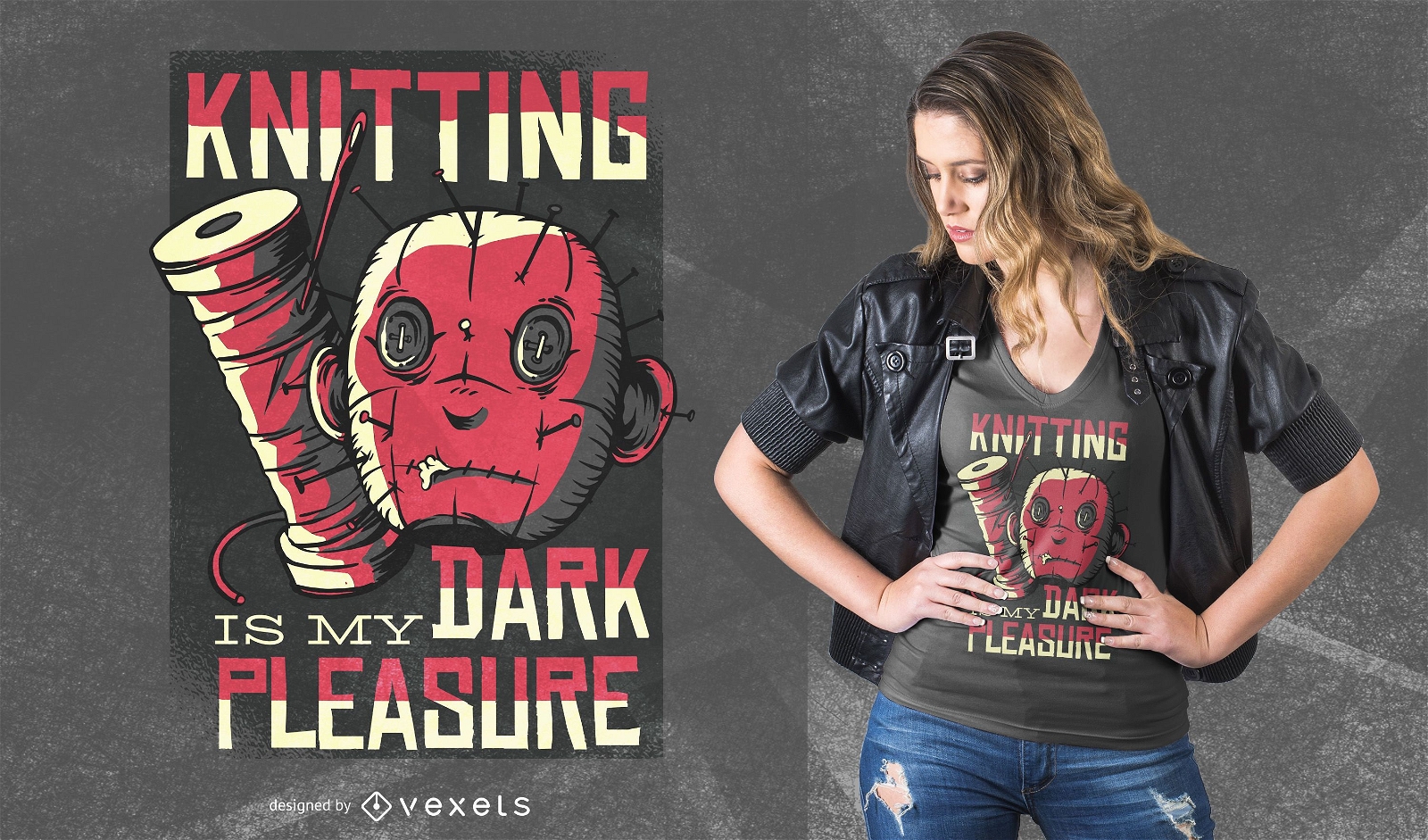 Knitting dark pleasure t-shirt design