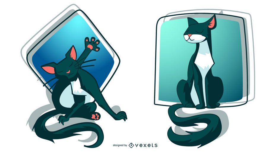Ilustração de gatos elegantes Ilustração de gatos elegantes