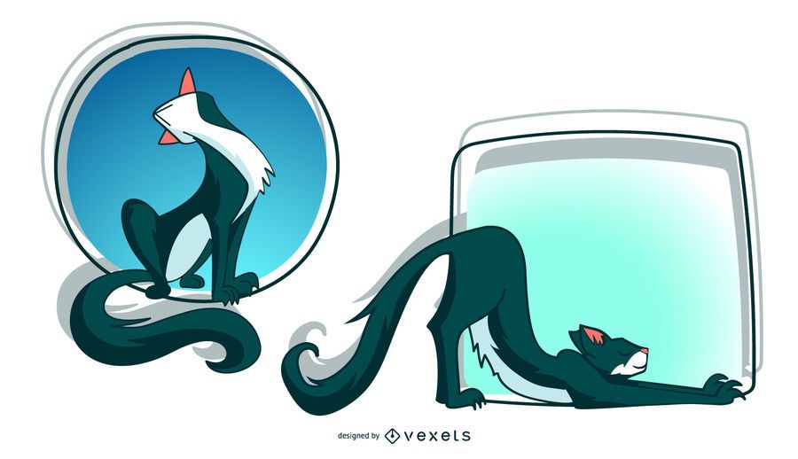 Stretching Cat Illustration Stretching Cat Illustration