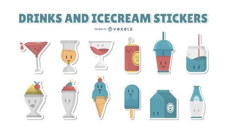 Colección de pegatinas de bebidas y helados Colección de pegatinas de bebidas y helados