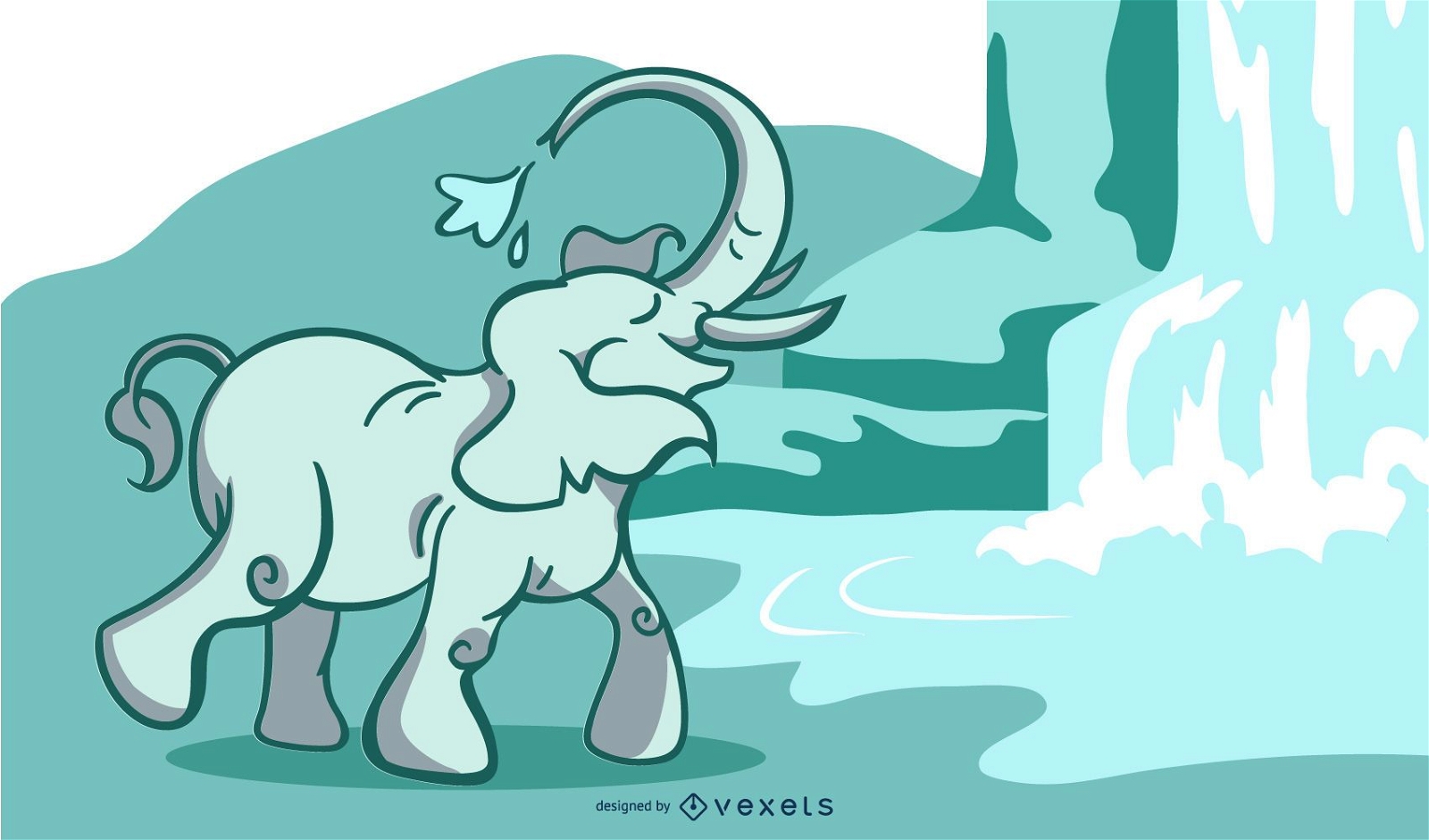 Elephant waterfall illustration 