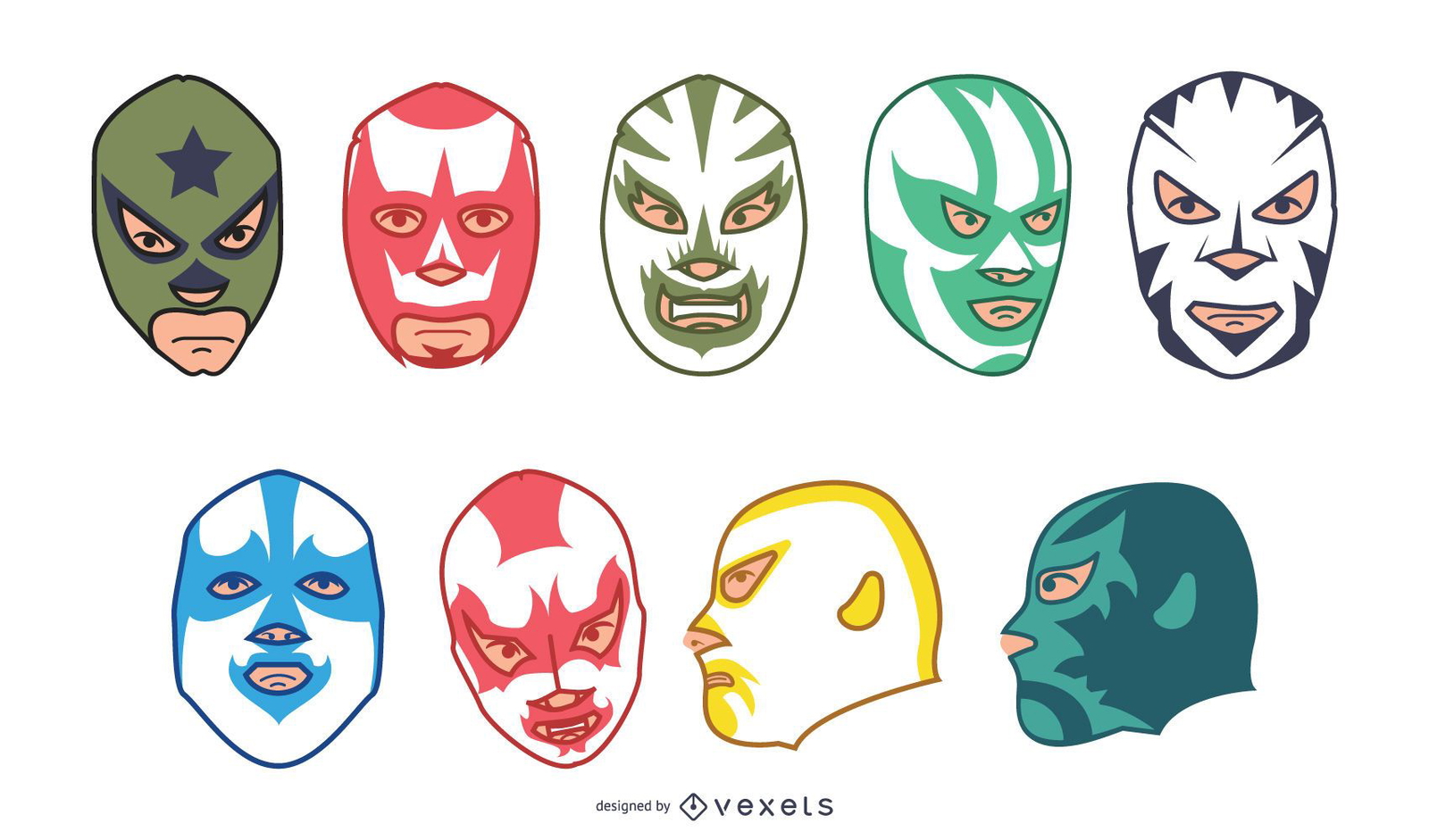 Mexican Lucha Libre Mask Collection Vector Download