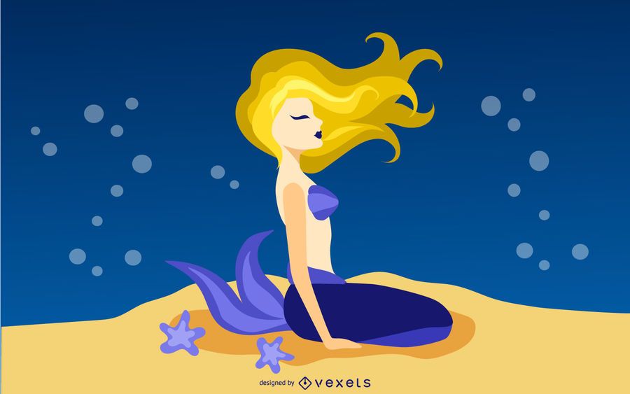 Hermosa ilustración de sirena Hermosa ilustración de sirena