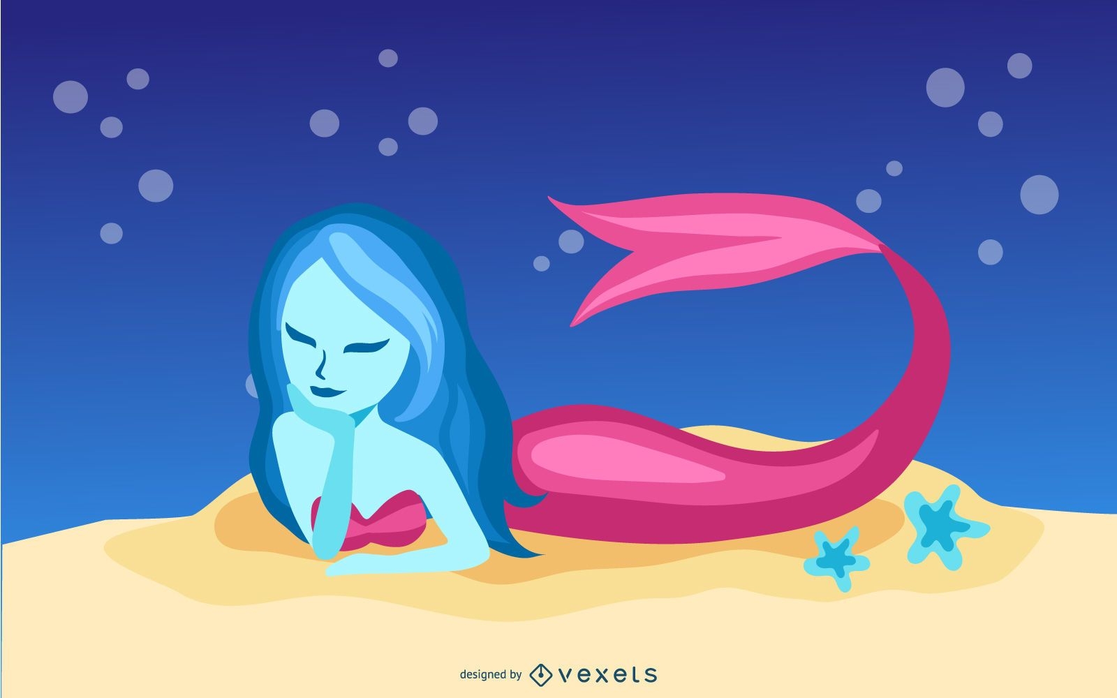 Blaue Meerjungfrau Illustration