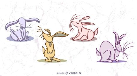 Stylish bunnies colored set Stylish bunnies colored set