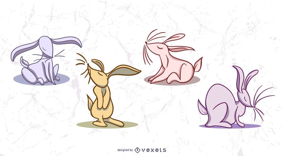 Stylish bunnies colored set Stylish bunnies colored set