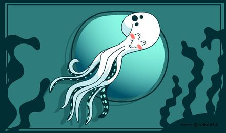 Ilustración lindo pulpo elegante Ilustración lindo pulpo elegante