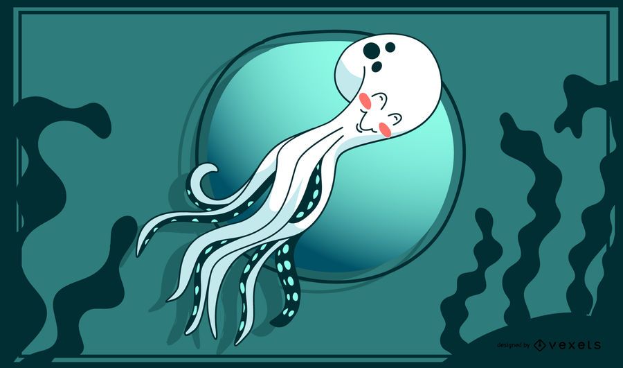 Ilustración lindo pulpo elegante Ilustración lindo pulpo elegante