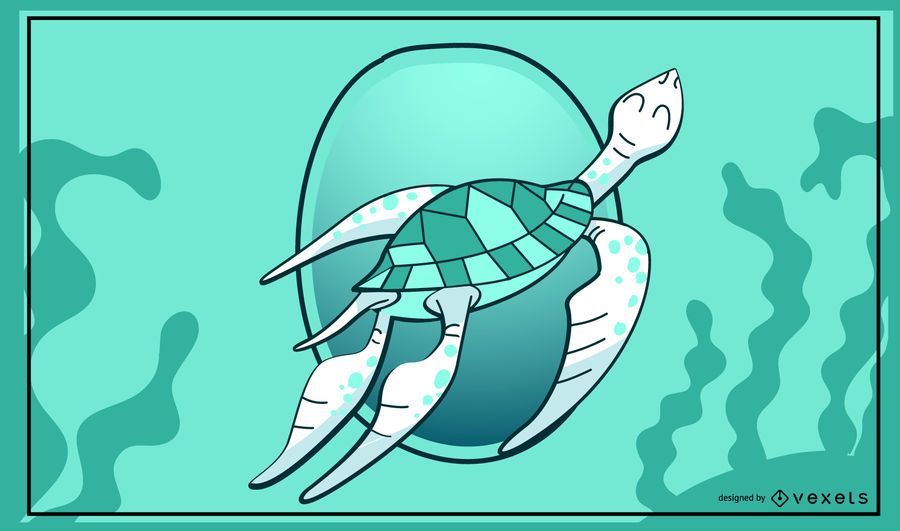 Swimming Turtle Illustration Swimming Turtle Illustration