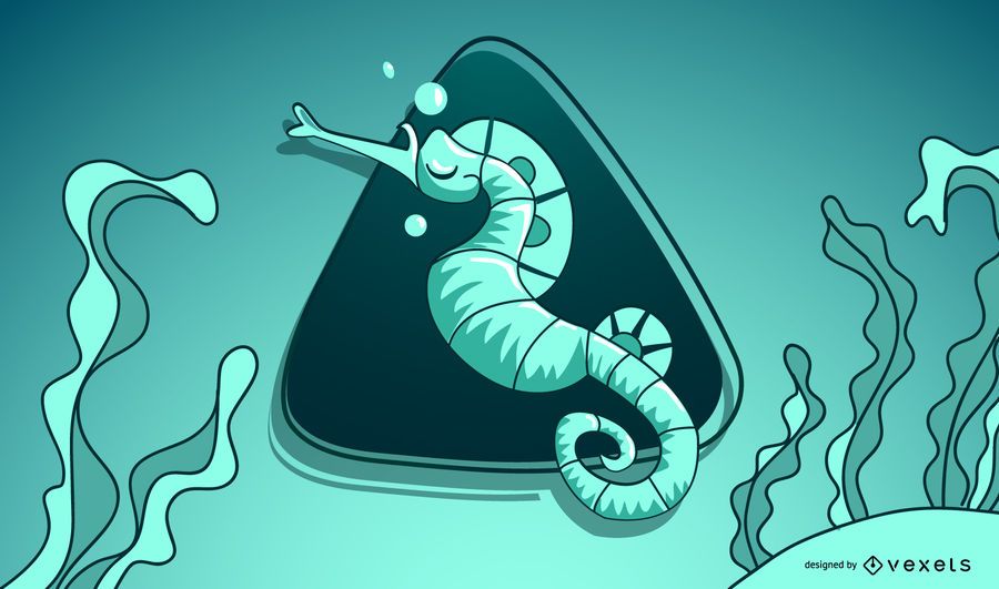 Stylish Swimming Seahorse Illustration Stylish Swimming Seahorse Illustration