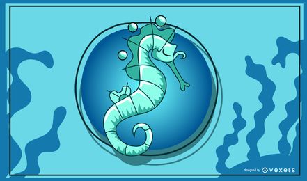 Hermosa ilustración de caballito de mar para dormir Hermosa ilustración de caballito de mar para dormir
