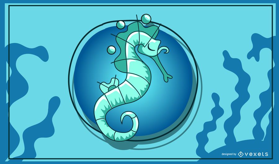 Bela ilustração de cavalo marinho a dormir Bela ilustração de cavalo marinho a dormir