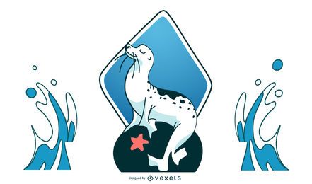Siegel auf einer Felsen-Illustration Siegel auf einer Felsen-Illustration