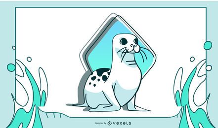 Happy Seal Relaxing Illustration Happy Seal Relaxing Illustration