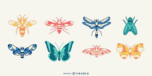 Conjunto de vectores de insectos dibujados a mano Conjunto de vectores de insectos dibujados a mano