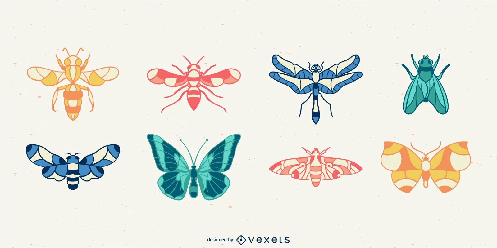 Conjunto de vectores de insectos dibujados a mano
