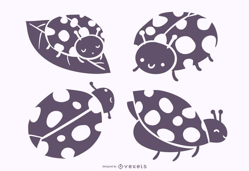 Download Cute Ladybug Silhouette Vector Set - Vector Download