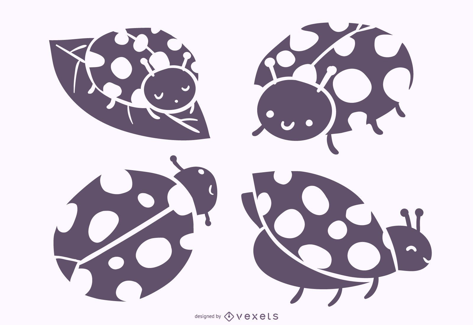 Download Cute Ladybug Silhouette Vector Set - Vector Download