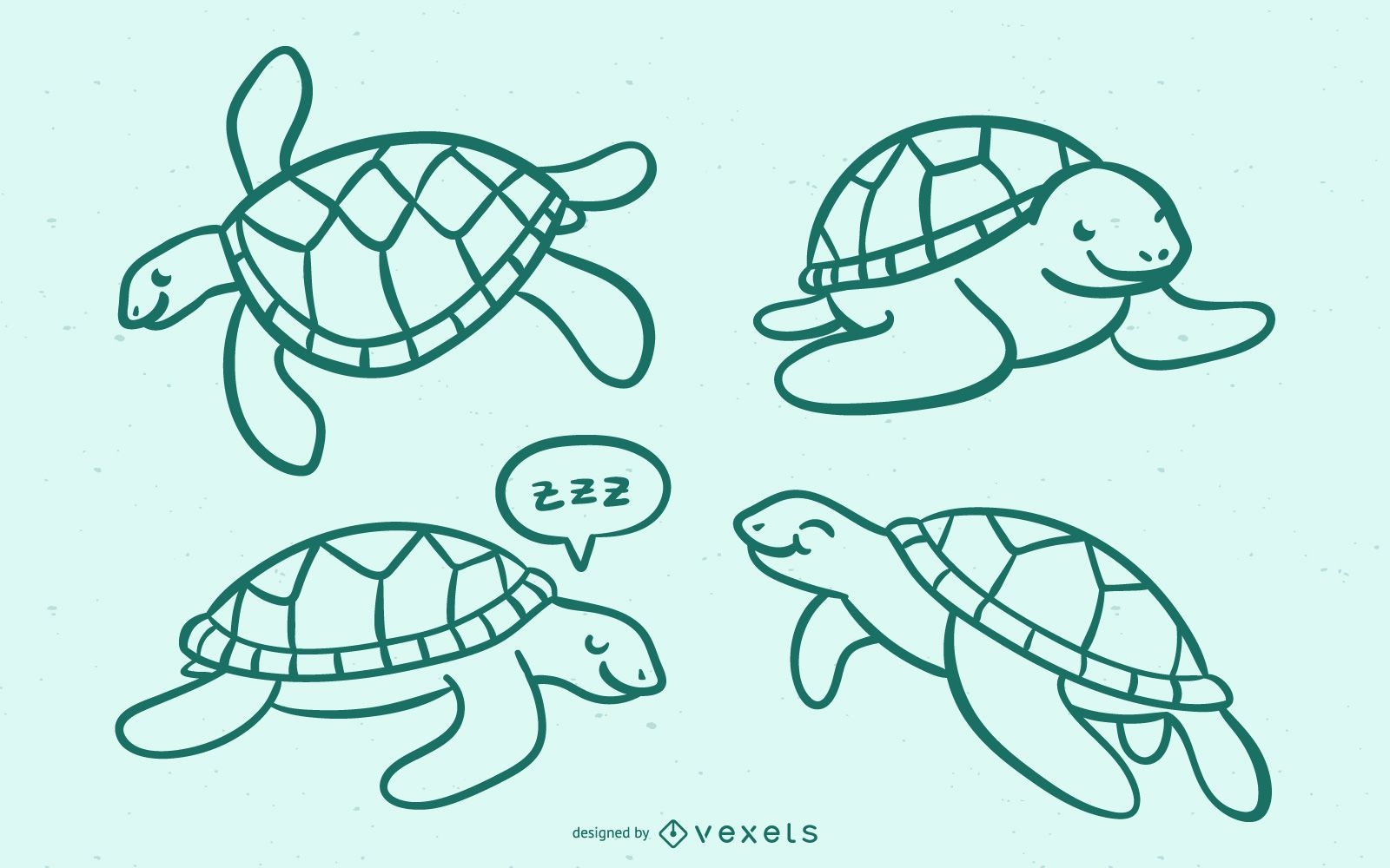 Doodle bonito de tartaruga marinha