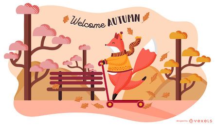 Ilustración de zorro de otoño bienvenida Ilustración de zorro de otoño bienvenida