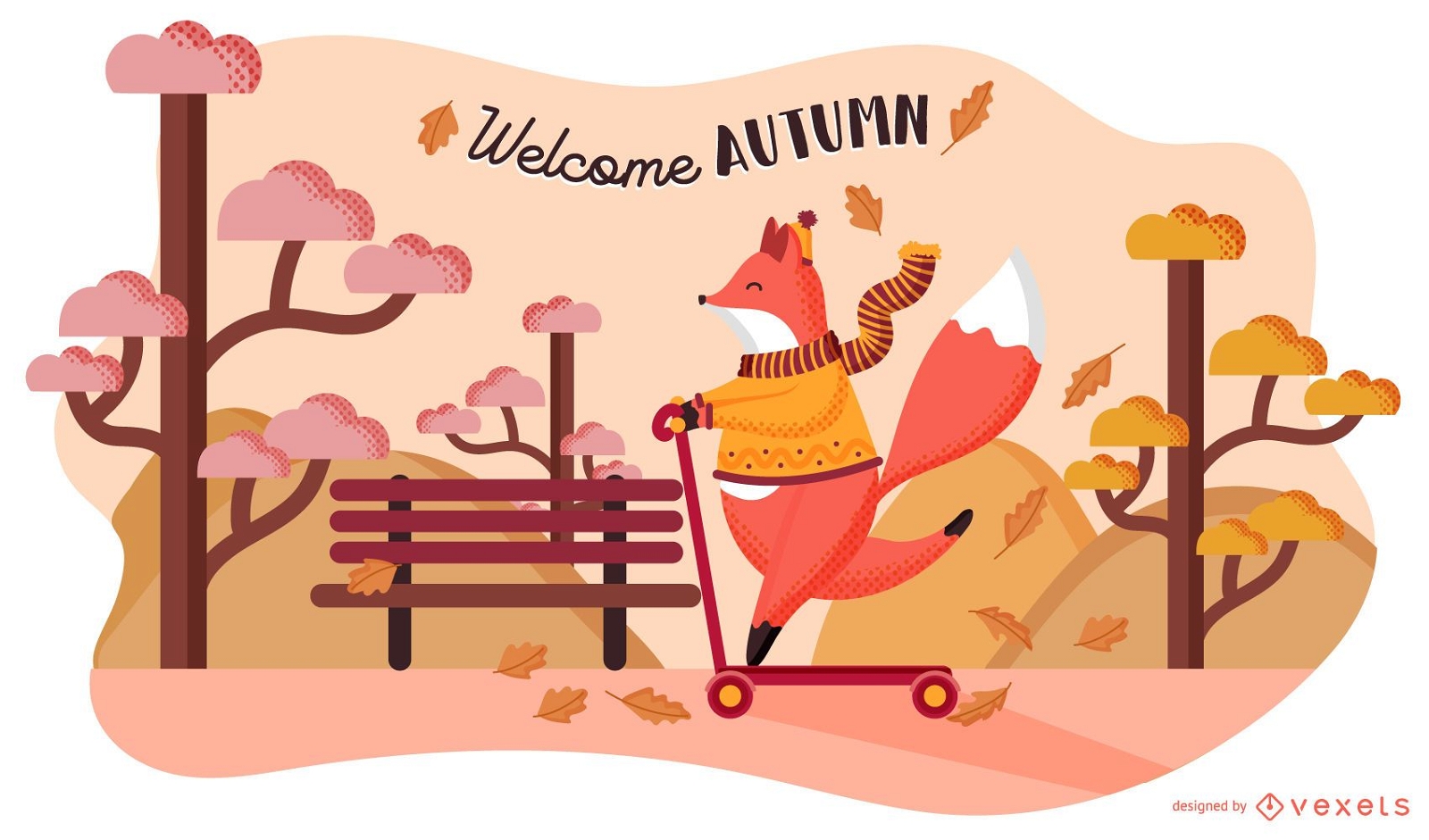 Welcome autumn fox illustration