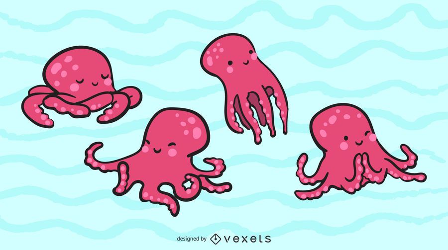 Conjunto de ilustración lindo pulpo Conjunto de ilustración lindo pulpo