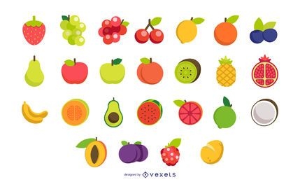 Flat fruits vector collection