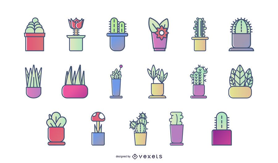 Plants Colored Icon Set Plants Colored Icon Set