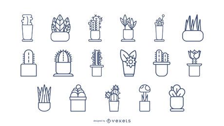 Plants Stroke Icon Set