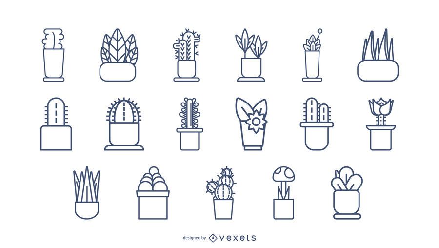 Plants Stroke Icon Set Plants Stroke Icon Set