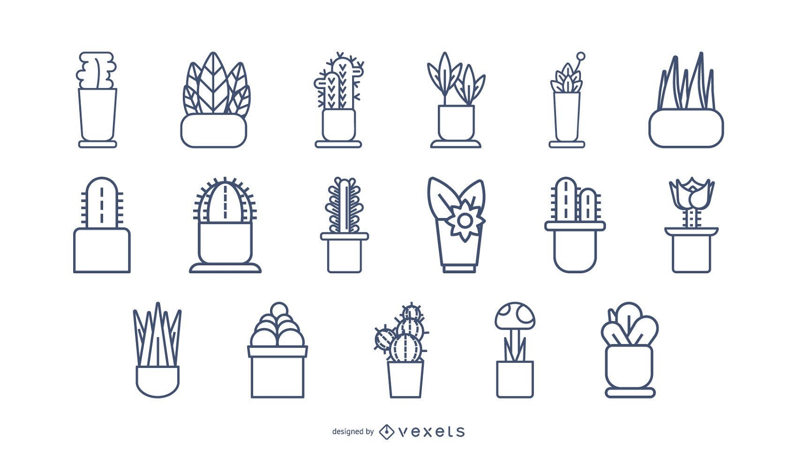 Conjunto de iconos de trazo de plantas