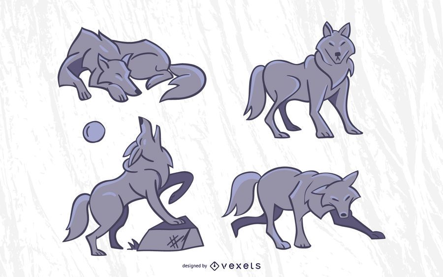 Stylish Wolf Vector Set Stylish Wolf Vector Set