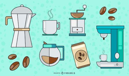 Conjunto de vectores de elementos de café