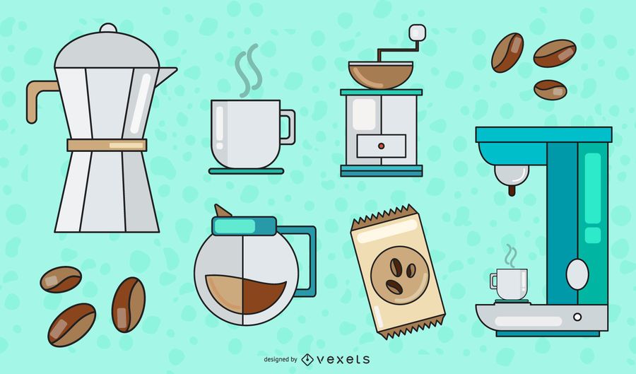 Coffee Elements Vector Set Coffee Elements Vector Set