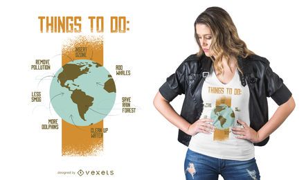 Salvar o design do t-shirt da terra Salvar o design do t-shirt da terra