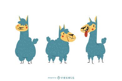 Conjunto lindo del vector de la ilustración de la alpaca Conjunto lindo del vector de la ilustración de la alpaca