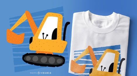 Design de camisetas estilo doodle de escavadeira