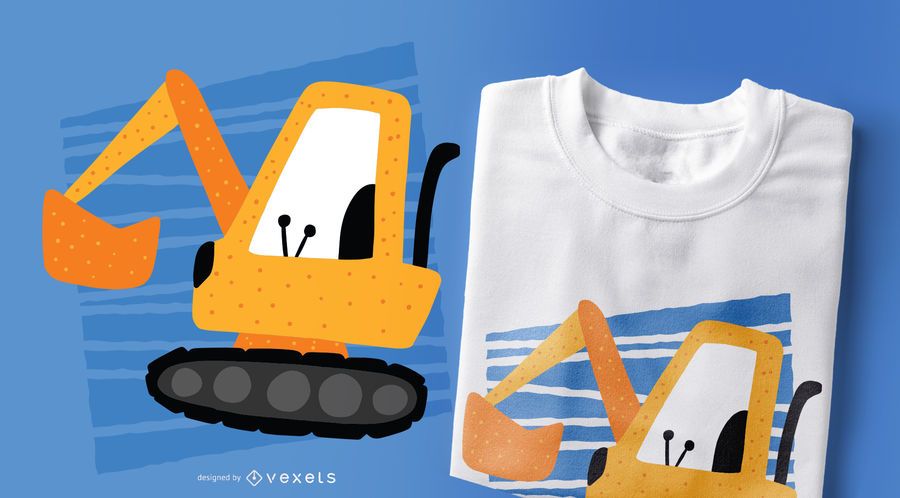 Diseño de camiseta estilo Doodle de excavadora Diseño de camiseta estilo Doodle de excavadora