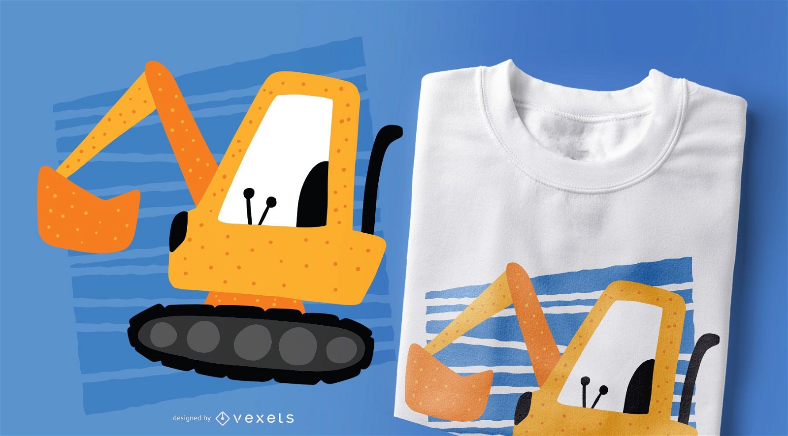Excavator Doodle Style T-shirt Design 