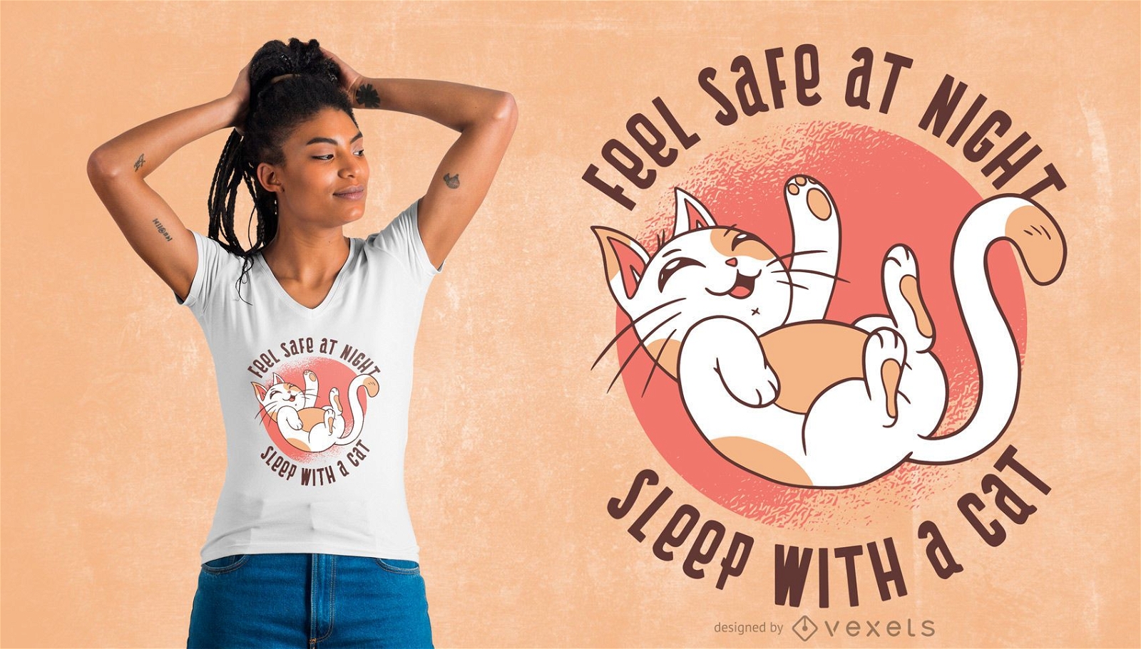 Design engraçado da camiseta do gato dormindo