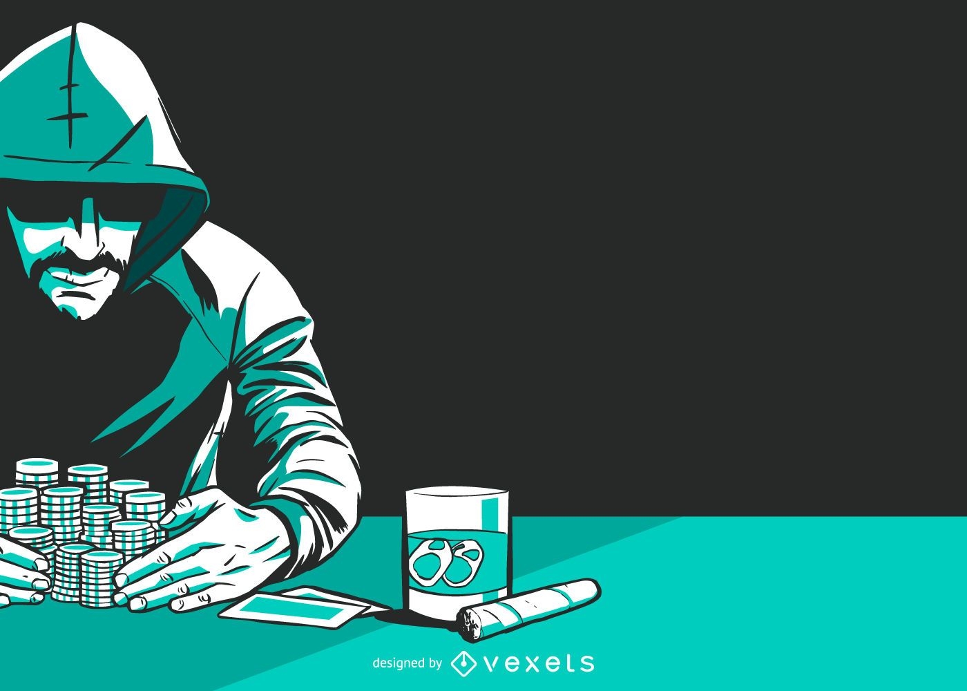 Poker Player Vector Graphic