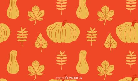 Pumpkins and leaves autumn pattern