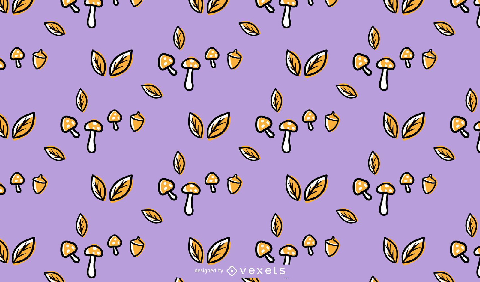 Leaves and mushrooms pattern