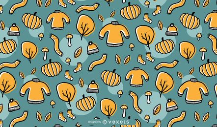 Hand gezeichnetes Herbstmuster-Hintergrunddesign