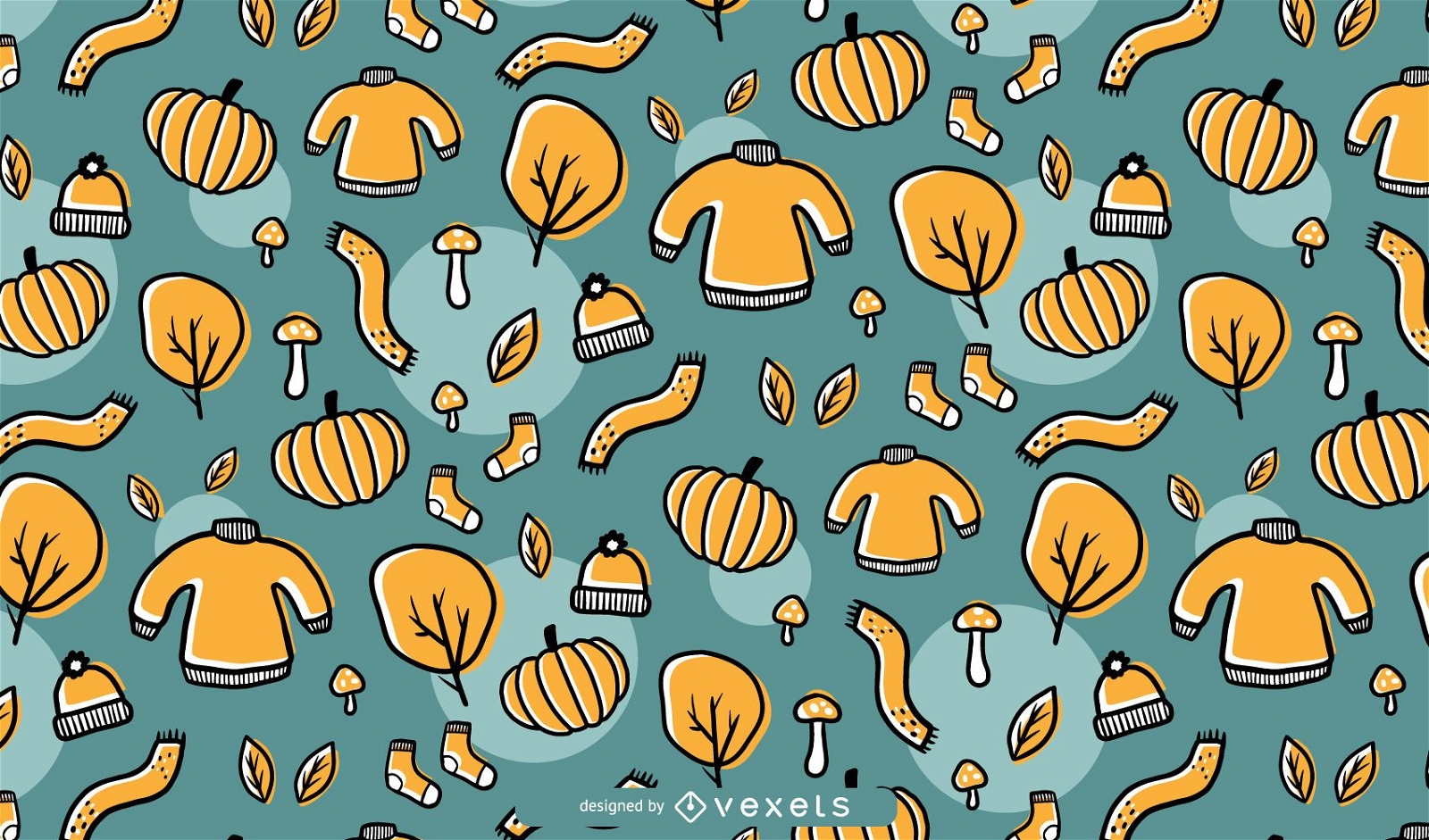 Hand Drawn Autumn Pattern Background Design 