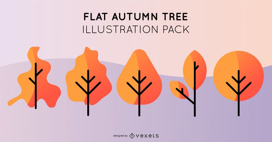 Flat Autumn Tree Illustration Pack Flat Autumn Tree Illustration Pack