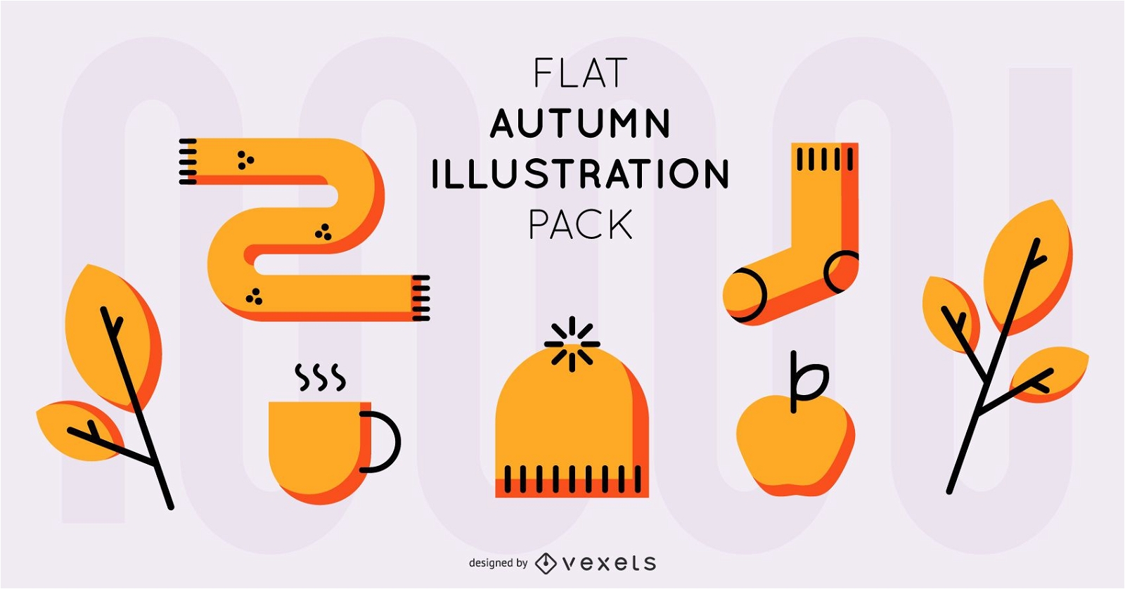 Flaches Herbst-Illustrationspaket