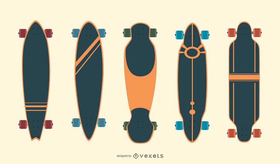 Longboards vector set Longboards vector set
