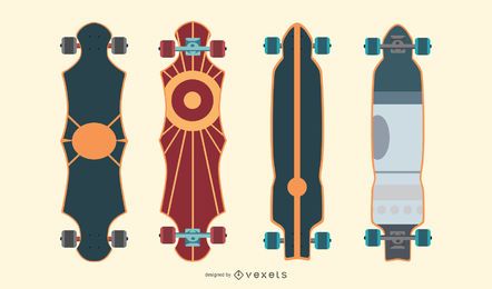 Pacote de vetor de longboards artísticos