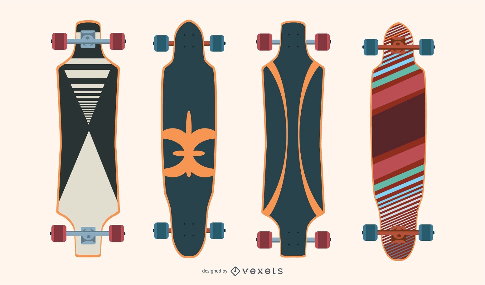 Longboarding vector set